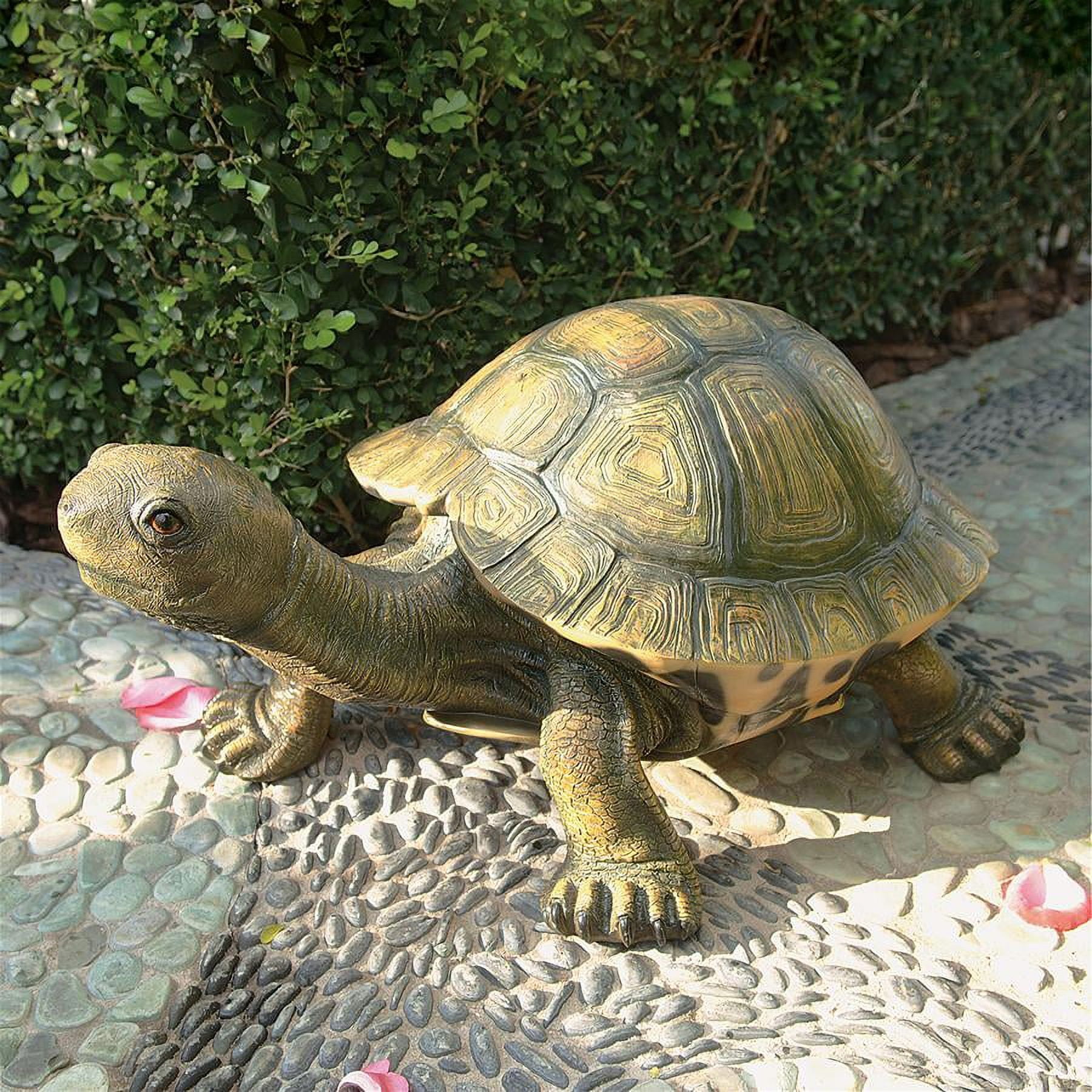 Large Multicolored Resin Tortoise Garden Sculpture