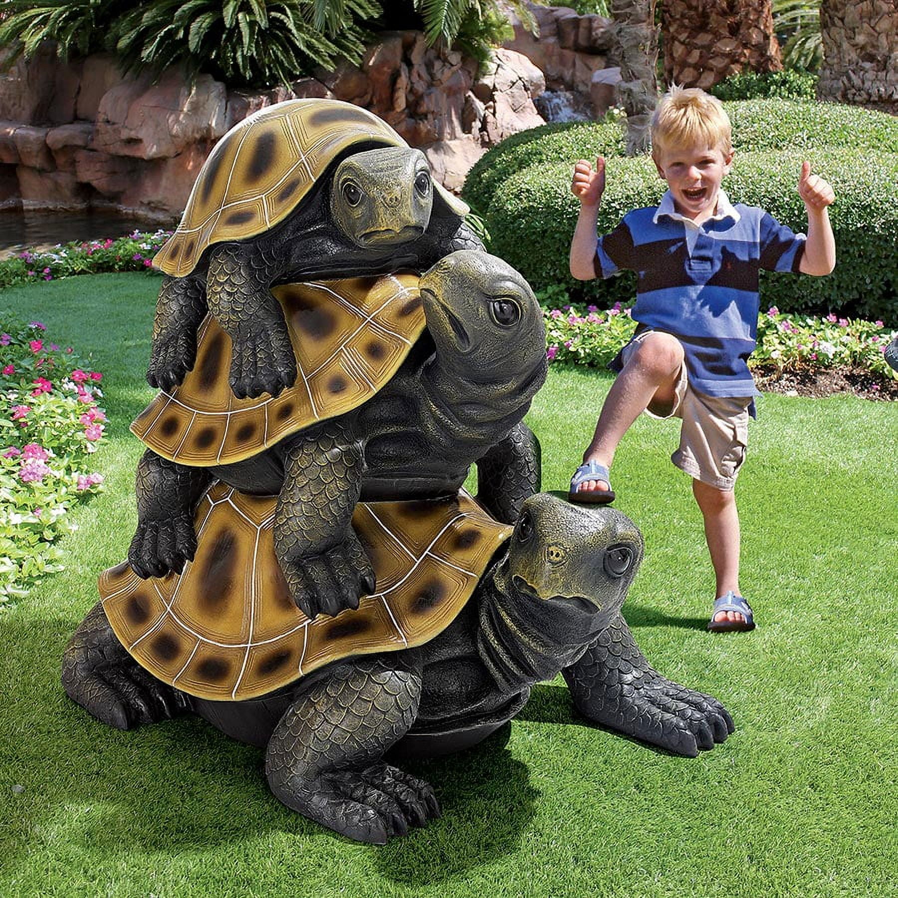 Giant Hand-Painted Resin Stacked Turtle Garden Statue