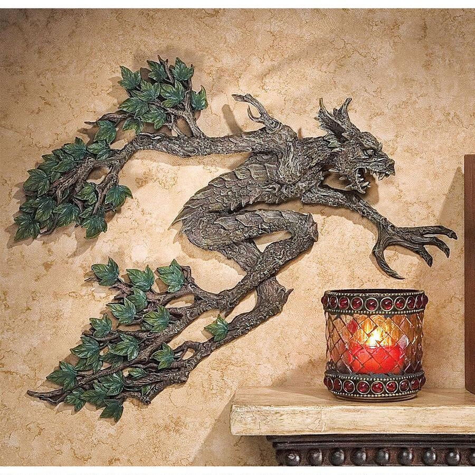 Hand-Painted Resin Tree Spirit Wall Sculpture in Dark Brown and Green