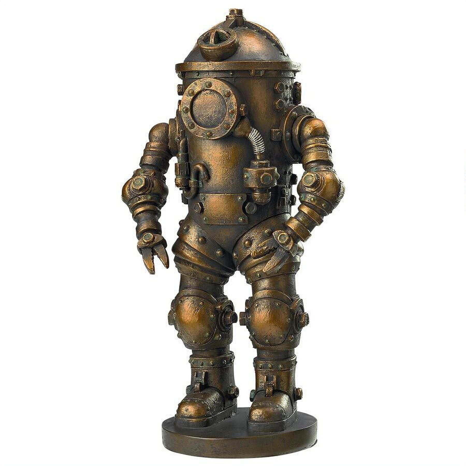 Antique Brass Steampunk Diving Suit Metal Statue, 8 Inches