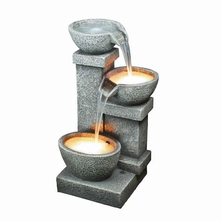 Design Toscano Villa Castle Cascading Three Bowl Garden Fountain