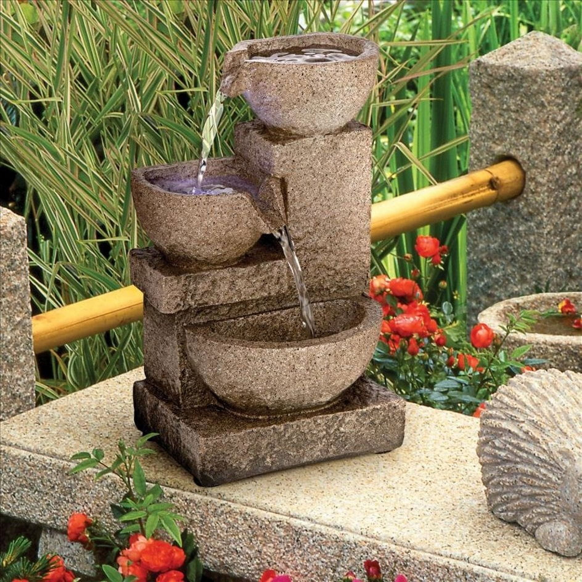Villa Fortino Cascading Brown Resin Garden Fountain with LED Lights