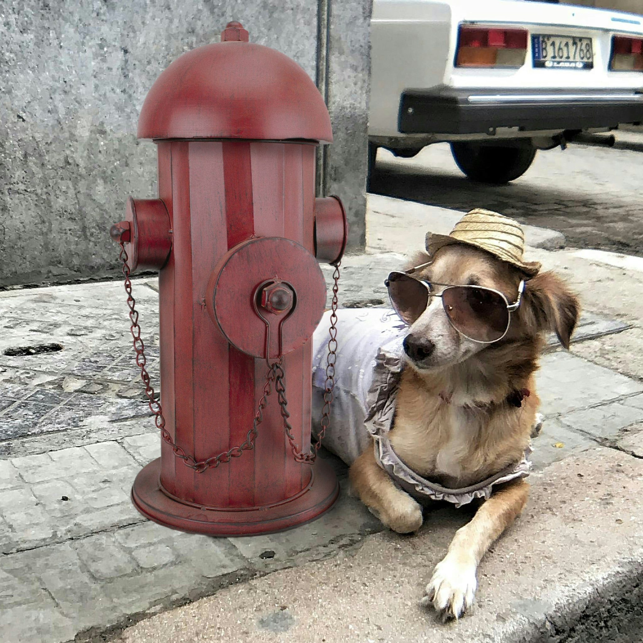 Medium Vintage Red Metal Fire Hydrant Statue