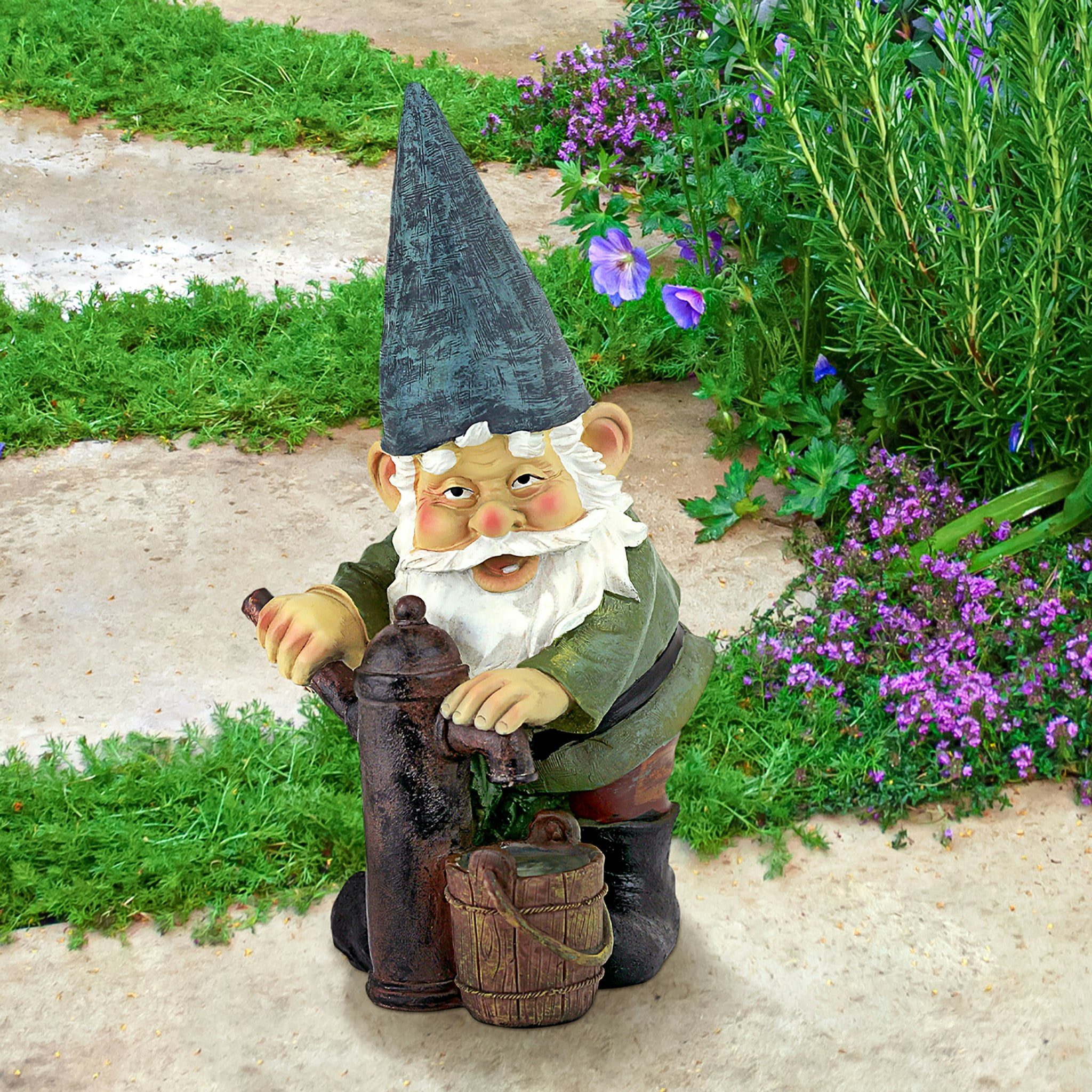 Hand-Painted Green and Brown Resin Garden Gnome Statue