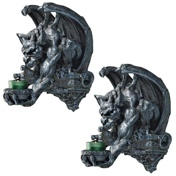 Design Toscano Whitechapel Manor Gargoyle Wall Sconce: Set of Two