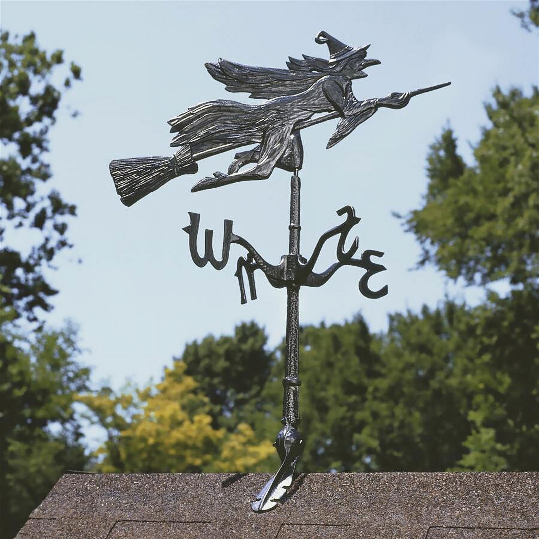 Black Aluminum Witch Weathervane with Roof Mount