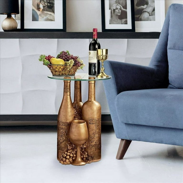 Design Toscano Wine and Dine Sculptural Glass-Topped Table
