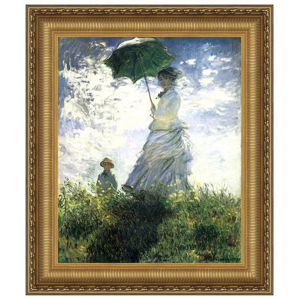 Claude Monet Woman with Green Parasol Framed Canvas Painting