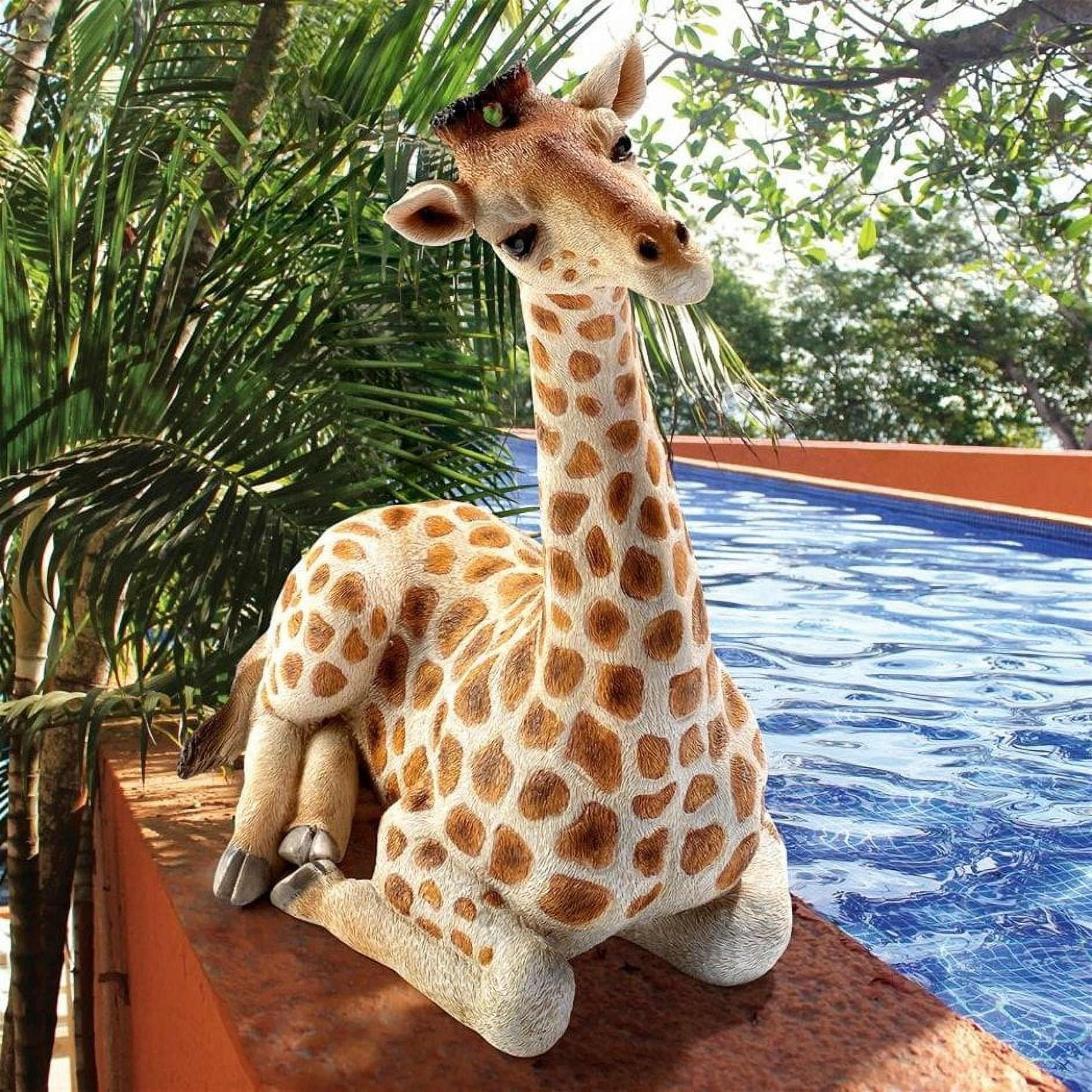 Medium Hand-Painted Resin Resting Giraffe Statue