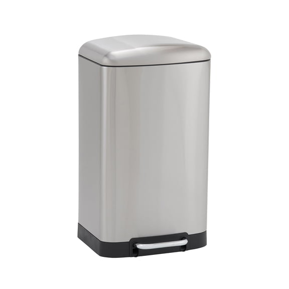 Design Trend 40L Crescent Rectangular Stainless Steel Step Trash Can Bin with Black Band