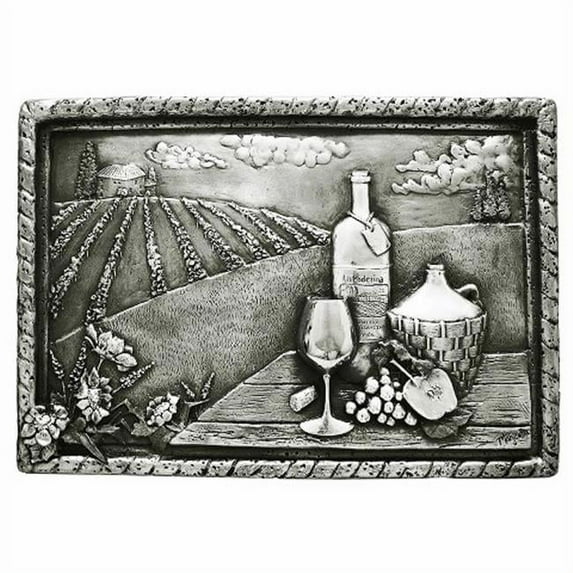 Design Tuscany DT-17-2011P Mediterranean Vineyard View Backsplash & Mural Tile, Pewter