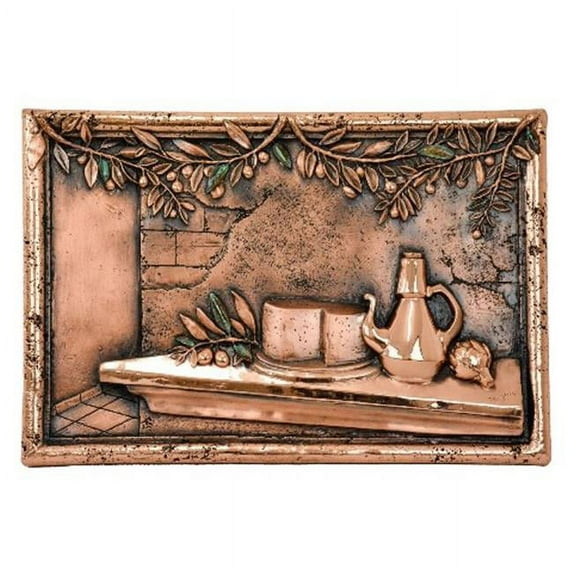 Design Tuscany DT-17-2012C Mediterranean Olives & Cheese Backsplash & Mural Tile, Copper