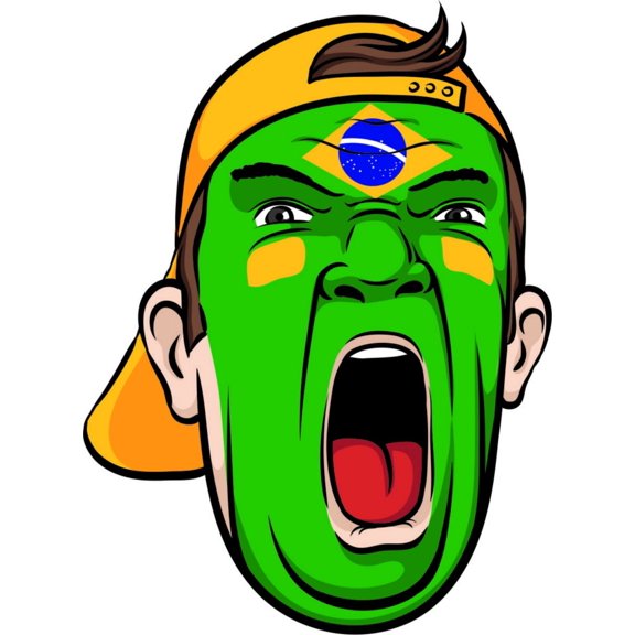 Design With Vinyl Artwork Green Face Paint Boy Ball Cap Funny Screaming Wall Decal for Children - Mans Face Fascal Expressions Themed Décor - Size: 4 In x 8 In