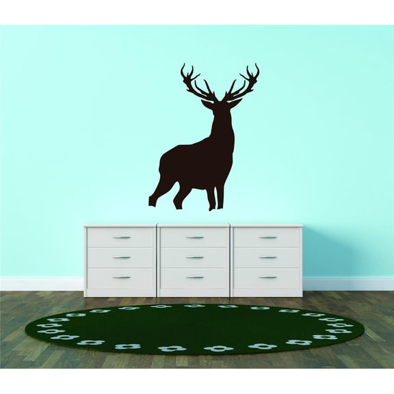 Design With Vinyl Artwork Large Deer Picture Buck Elk Wilderness Wall Decal for Family - Hunting Hunt Sport Hobby Prey Themed Décor - Size: 7 In x 8 In