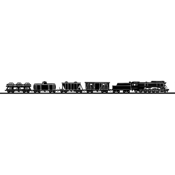 Design With Vinyl Artwork Long Train North American Wall Decal for Boys - Railroad Car Engine Trainmen's Car Freight Train Themed Décor - Size: 29 In x 7 In