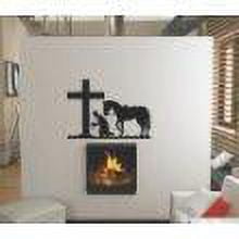 Custom Wall Decal Graphic Mural Design Of Man Kneeling In Prayer With His Horse In Front Of A Holy Cross 15"X15" Sticker - Vinyl Wall