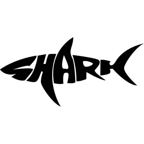 Design With Vinyl Artwork Shark Spelled Out In Letter Fin Scary Spooky Wall Decal for Boys - Water Danger Bit Teeth Themed Décor - Size: 11 In x 32 In