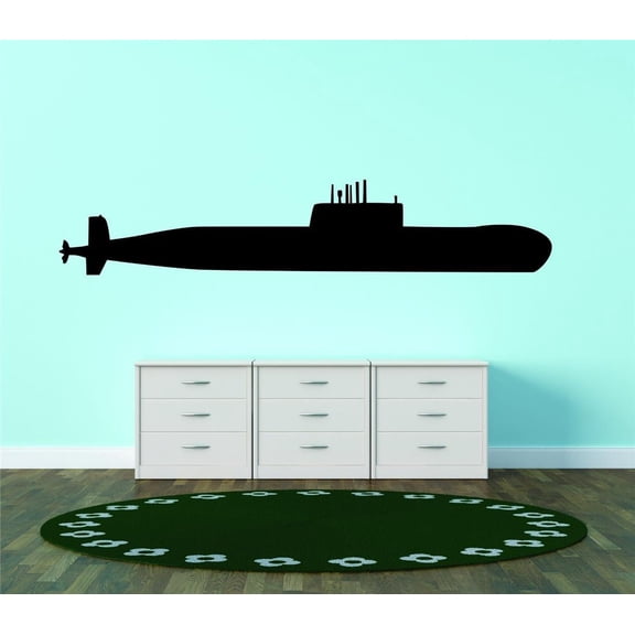 Design With Vinyl Artwork Submarine Military Underwater Ship Torpedo Wall Decal for Boys - Destroying Ships Hulls Guidance System Themed Décor - Size: 14 In x 36 In
