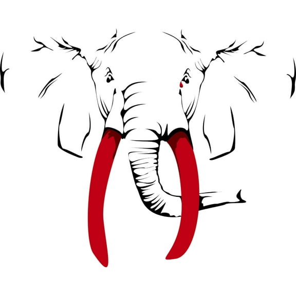 Design With Vinyl Artwork animal Elephant Red Tusks Crying Tear Sadness Wall Decal for Children - Emotional Tears Massive Teeth Themed Décor - Size: 20 In x 20 In