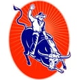 thumbnail image 1 of Design With Vinyl Artwork animal Orange Circle Bull Rider In Rodeo Wall Decal for Boys - Riding Wild Bulls Roping Bucking Themed Décor - Size: 18 In x 36 In, 1 of 3