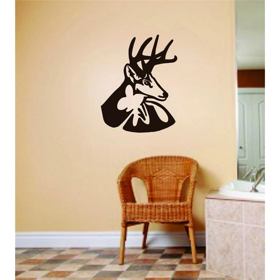 Design With Vinyl Artwork hunting Deer Head Love Of Hunting Forest Animal Wall Decal for Family - TAXIDERMIST Beautiful Dow Themed Decal - Size: 27 In x 27 In