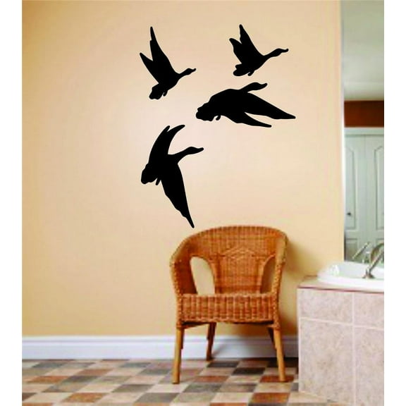 Design With Vinyl Artwork hunting Flying Ducks Geese Goose Mallard Wall Decal for Family - Subtropical Americas Bird Beautiful Themed Décor - Size: 7 In x 12 In