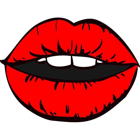 Design With Vinyl Artwork love Big Red Lips Kiss Kissing Lip Gloss Wall Decal for Family - Body is Overheated Love Sign Themed Decal - Size: 4 In x 8 In