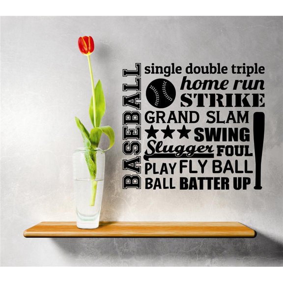 Design With Vinyl Baseball Strike Home Run Artwork Baseball Quote Home Run Strike Grand Slam Wall Decal for Children - Allstars Bat Swing Home Plat Strike Out Themed Décor - Size: 18 In x 18 In