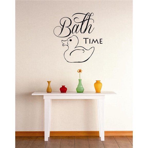 Design With Vinyl Bathtime Duck Artwork Bubbles Bathing Bubble Clean Soap Wall Decal for Children - Washing Clean Laundry Themed Decal - Size: 22 In x 32 In