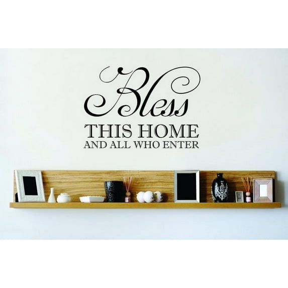 Design With Vinyl Bless This Home & All Who Enter Family Artwork Lord Christ Church Watch Over Us Blessed House Wall Decal for Family - Themed Décor - Size: 18 In x 18 In