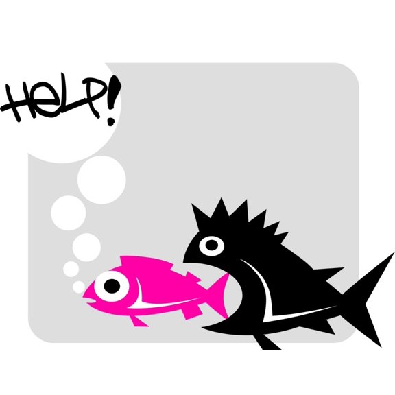 Design With Vinyl Help Artwork Fish Big Fish Chasing Small Fish Ocean Food Eating Wall Decal for Children - Food Chain Running For Life Themed Décor - Size: 4 In x 8 In