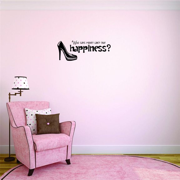Design With Vinyl Home Wall Decals Who Says Money Cant Happiness? Shoe Motivational Wall Decal for Boys Girls Bedroom - DIY and Removable - Size: 8 In x 20 In