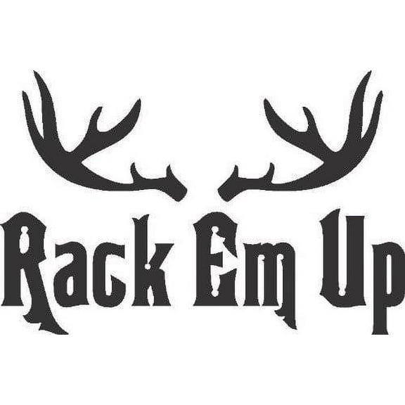 Design With Vinyl Rack Em Up Artwork Taking a Trophy Buck Home Hunting Season Wall Decal for Family - Deer Buck Elk Antlers Themed Décor - Size: 23 In x 23 In