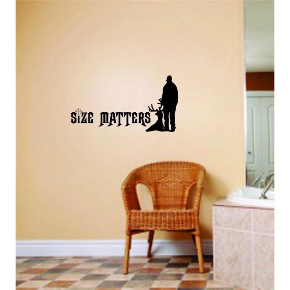 Design With Vinyl Size Matters Man Artwork hunting Deer With Hunter Big Game Buck Wall Decal for Family - Man Buck Animal Bow & Arrow Hunting Hunter Themed Decal - Size: 16 In x 29 In