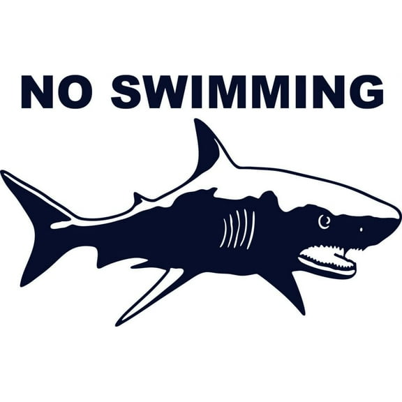 Design With Vinyl No Swimming Shark Artwork Dreams of Baby Sharks Swimmers Ocean Wall Decal for Boys - Deep Water Waves Surfer Beware Themed Décor - Size: 11 In x 23 In