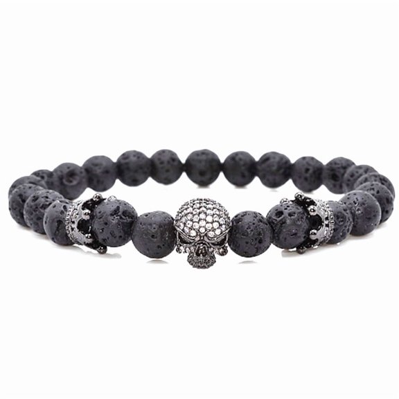 Design Volcanic Rock Beaded Crown Zircon Bracelet
