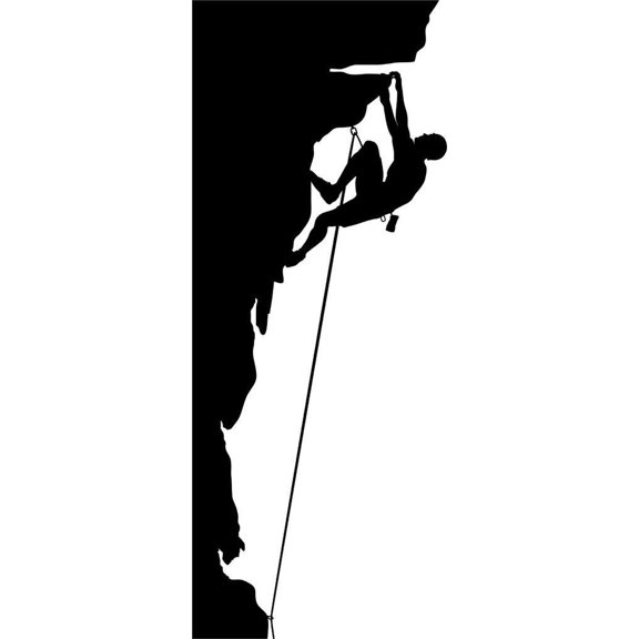 Design With Vinyl Artwork Athletic Black Silhouette Of Man Climbing Wall Decal for Family - Mountain Rock Climber Nature Rope Dangerous Themed Decal - Size: 7 In x 20 In