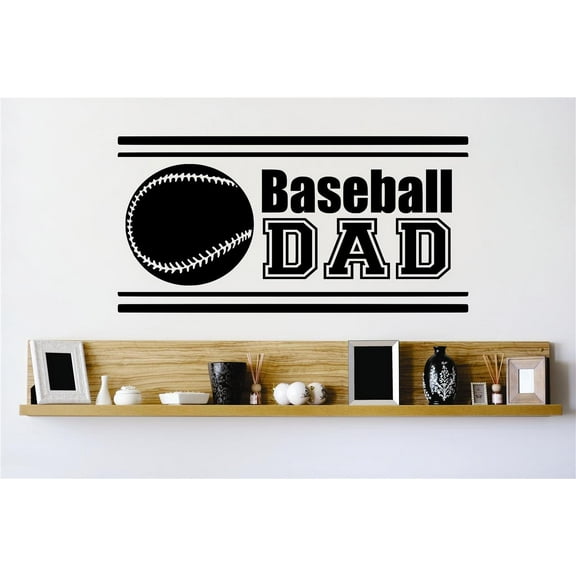 Design With Vinyl Artwork Baseball Dad Sports Wall Decal for Children - Allstars Bat Swing Home Plat Strike Out Themed Décor - Size: 5 In x 9 In