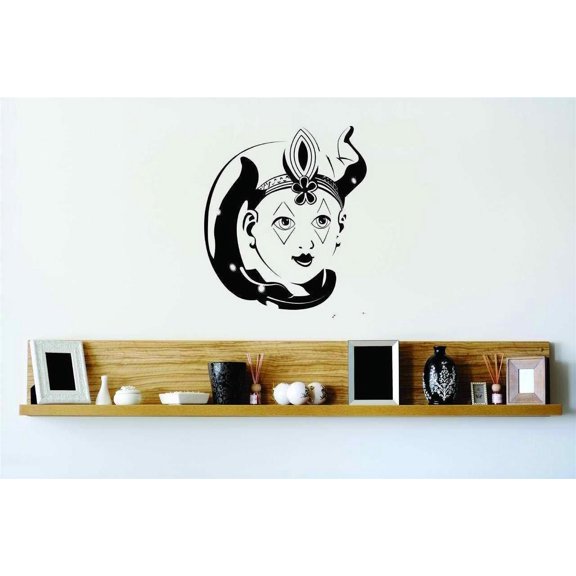 Design With Vinyl Artwork Evil Clown Scary Face Harbinger of Trouble Wall Decal for Children - Dark Side Bizarre Themed Décor - Size: 38 In x 38 In