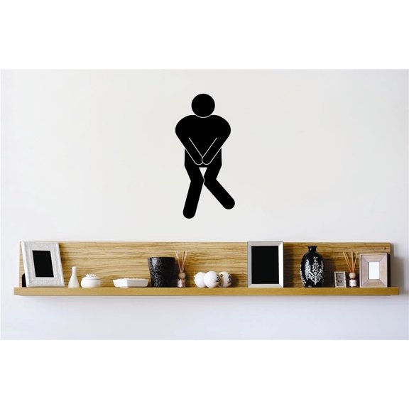Design With Vinyl Artwork Funny Toilet Man Boy Needing To Pee Restroom Wall Decal for Family - Sign Sticker Themed Decal - Size: 20 In x 20 In