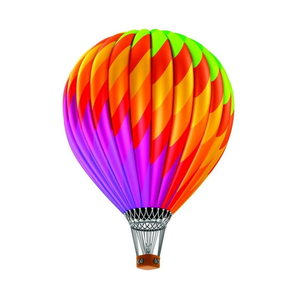 Design With Vinyl Artwork Hot Air Balloon Multi ColoredWith Basket Wall Decal for Children - People Taking Sky Cloud Trip Themed Décor - Size: 11 In x 25 In