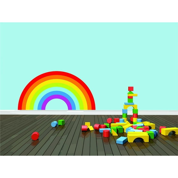 Design With Vinyl Artwork Rainbow Beautiful Feel Good Joyish Symbol Wall Decal for Children - Concentric Bands Colors Spectrum Formed Opposite Themed Décor - Size: 16 In x 23 In