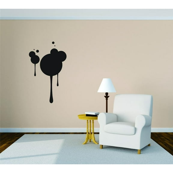 Design With Vinyl Artwork Spot Paint Dripping Abstract Wall Decal for Family - Large Black Splash Art Brushes Flick Throw Drip Themed Decal - Size: 7 In x 8 In