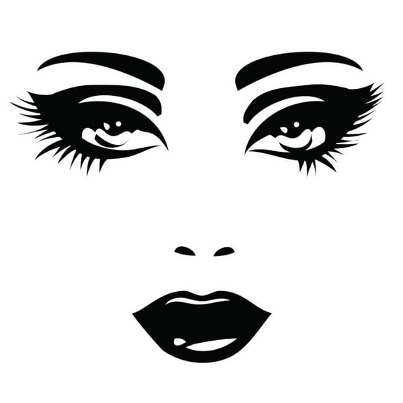 Design With Vinyl Artwork face Pretty Girls Face Perfect Curves Fair Skin Wall Decal for Girls - Beautiful Eyes. Long and dark Eyelashes Themed Décor - Size: 38 In x 38 In