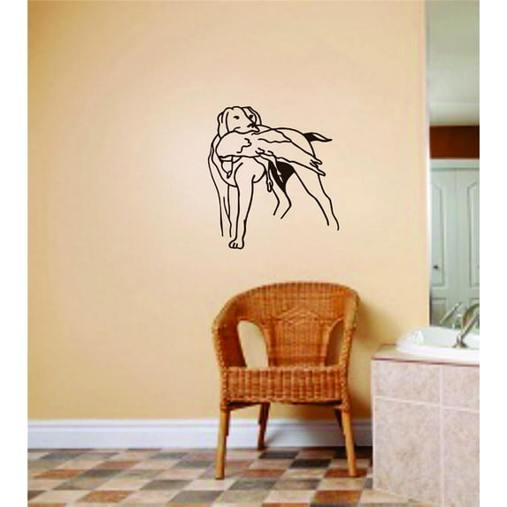 Design With Vinyl Artwork hunting Bird Dog Retrieving Prey Hunting Dogs Wall Decal for Family - Relentless Pursuit Themed Décor - Size: 32 In x 32 In
