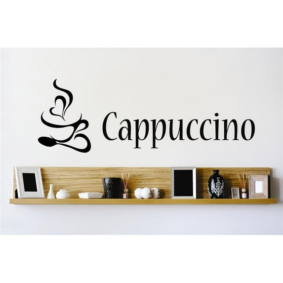 Design With Vinyl Cappuccino Java Artwork Coffee Black Wall Decal for Family - Espresso · Doppio · Cortado Themed Décor - Size: 10 In x 20 In
