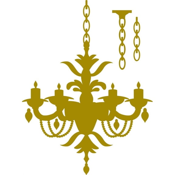 Design With Vinyl Chandelier Artwork living room Gold Hanging Light Fixture Extra Chain Wall Decal for Family - Light Bulbs Ornate Lighting Fixture Suspended Themed Décor - Size: 7 In x 8 In