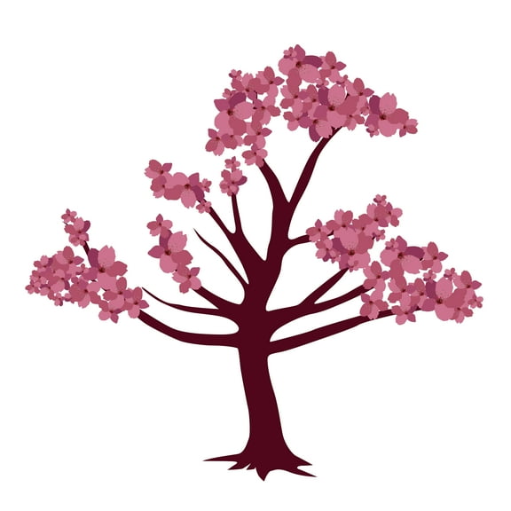 Design With Vinyl - Cherry Blossom Tree Wall Decal - Sticker for Home Decoration in a Floral Themed Nursey Room, Easy To Apply & Removeable-Applies to any Smooth Surface -Size 10" x 10".