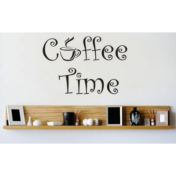 Design With Vinyl Coffee Time Cup Artwork Coffee Lovers Design Wall Decal for Family - Morning Coffee's Macchiato Themed Décor - Size: 38 In x 38 In