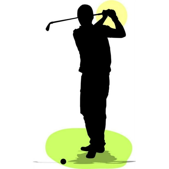 Design With Vinyl Custom Wall Decal, Man Playing Golf, 8 x 20 in, for Kids Boys Bedroom Decor